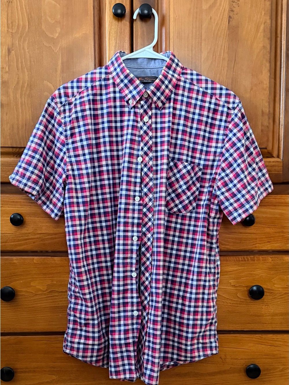 Ben Sherman Short-Sleeve Button-Down Plaid Shirt - Red/Blue